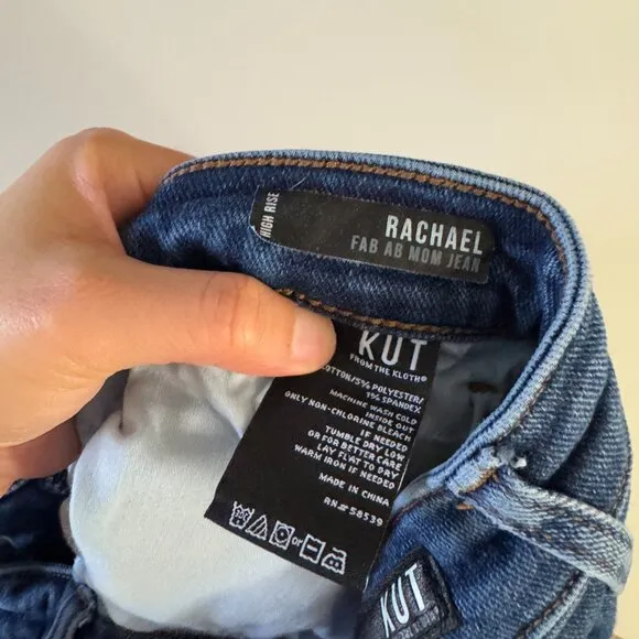 🦋 KUT FROM THE KLOTH Crop Dark Wash Rachael Fab Ab Mom Jeans 16 High Rise Short