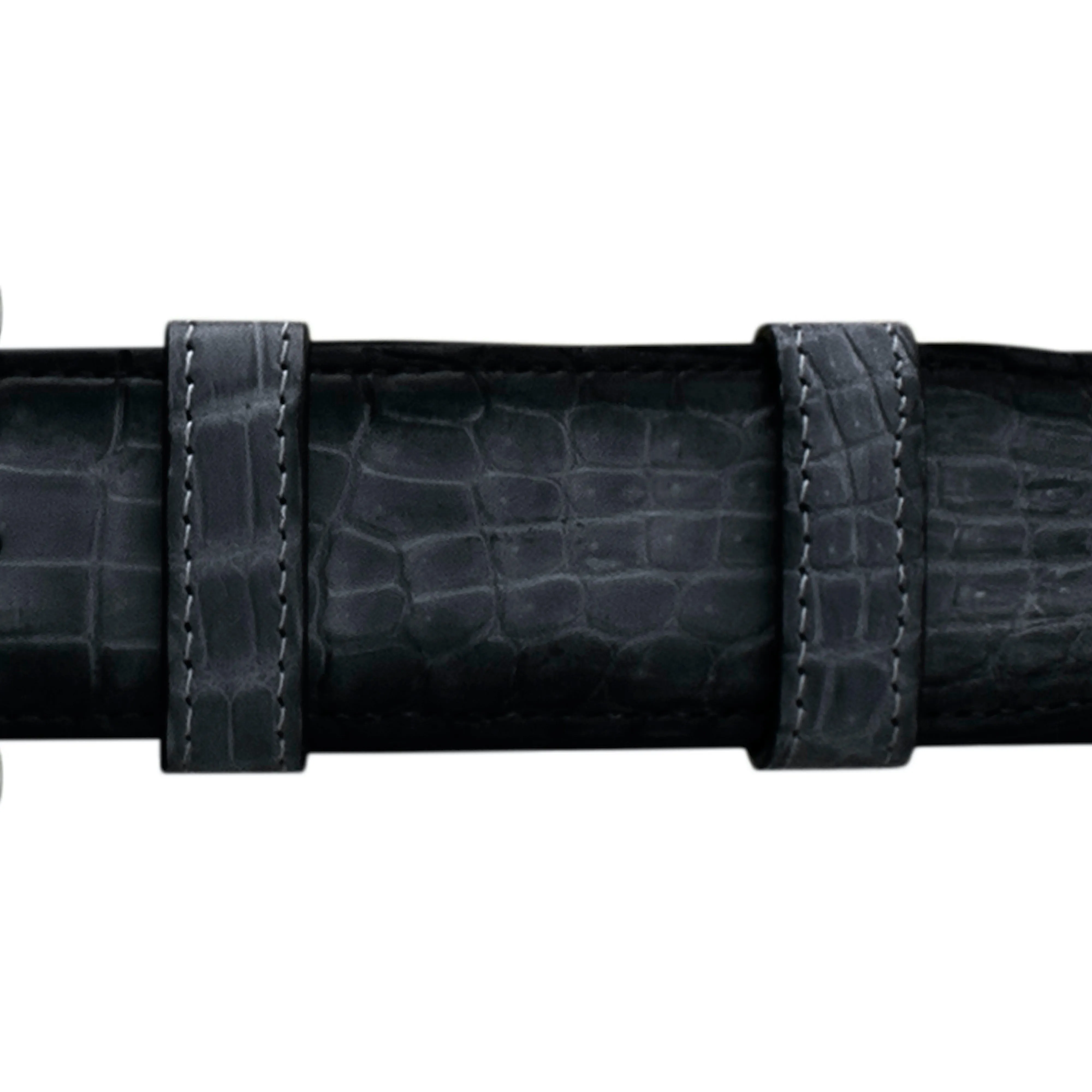 1 1/2" Charcoal Patina Belt with Crawford Casual Buckle in Polished Nickel
