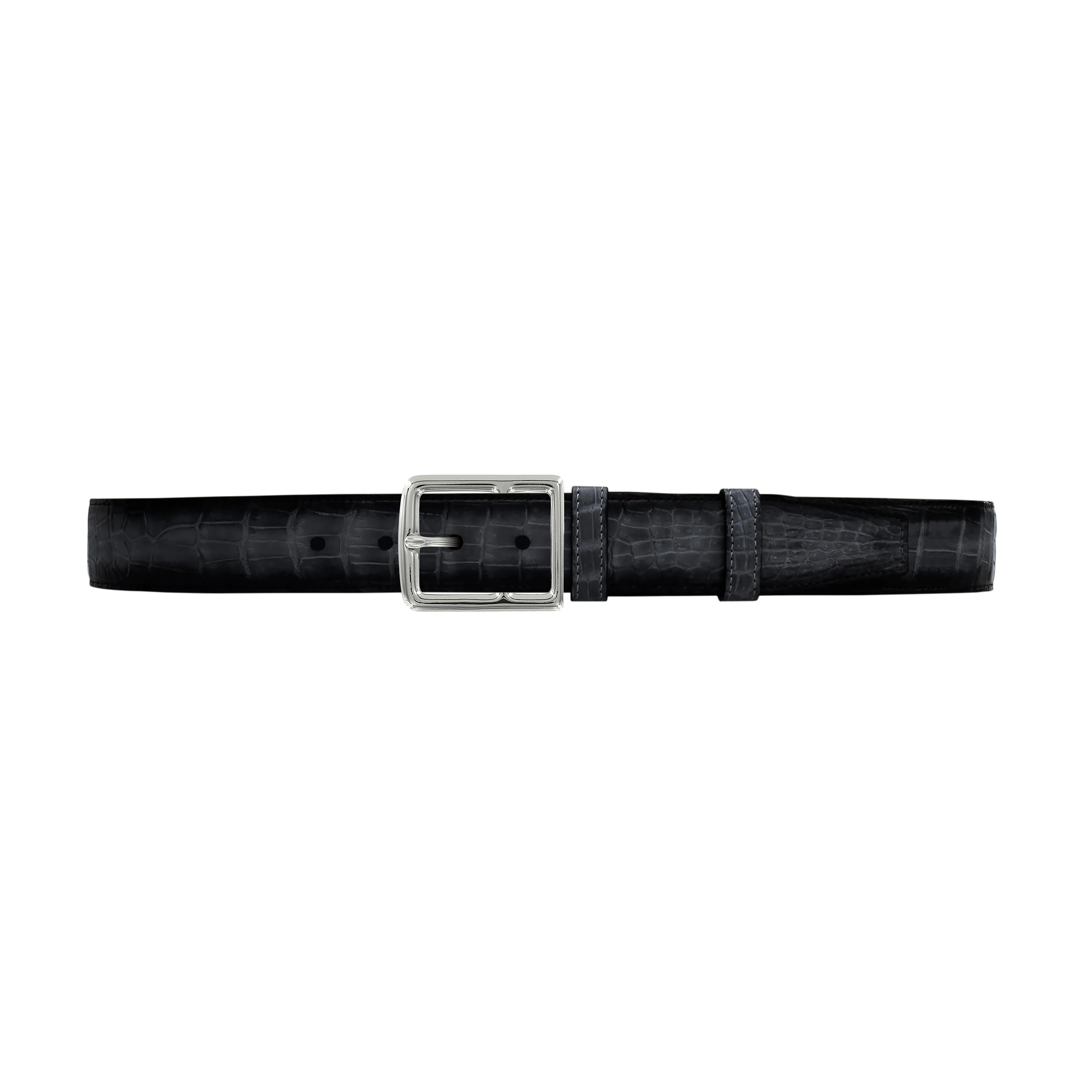 1 1/2" Charcoal Patina Belt with Crawford Casual Buckle in Polished Nickel