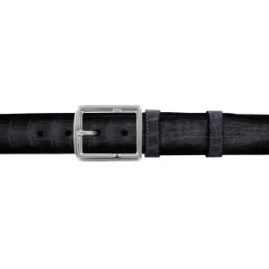 1 1/2" Charcoal Patina Belt with Crawford Casual Buckle in Polished Nickel