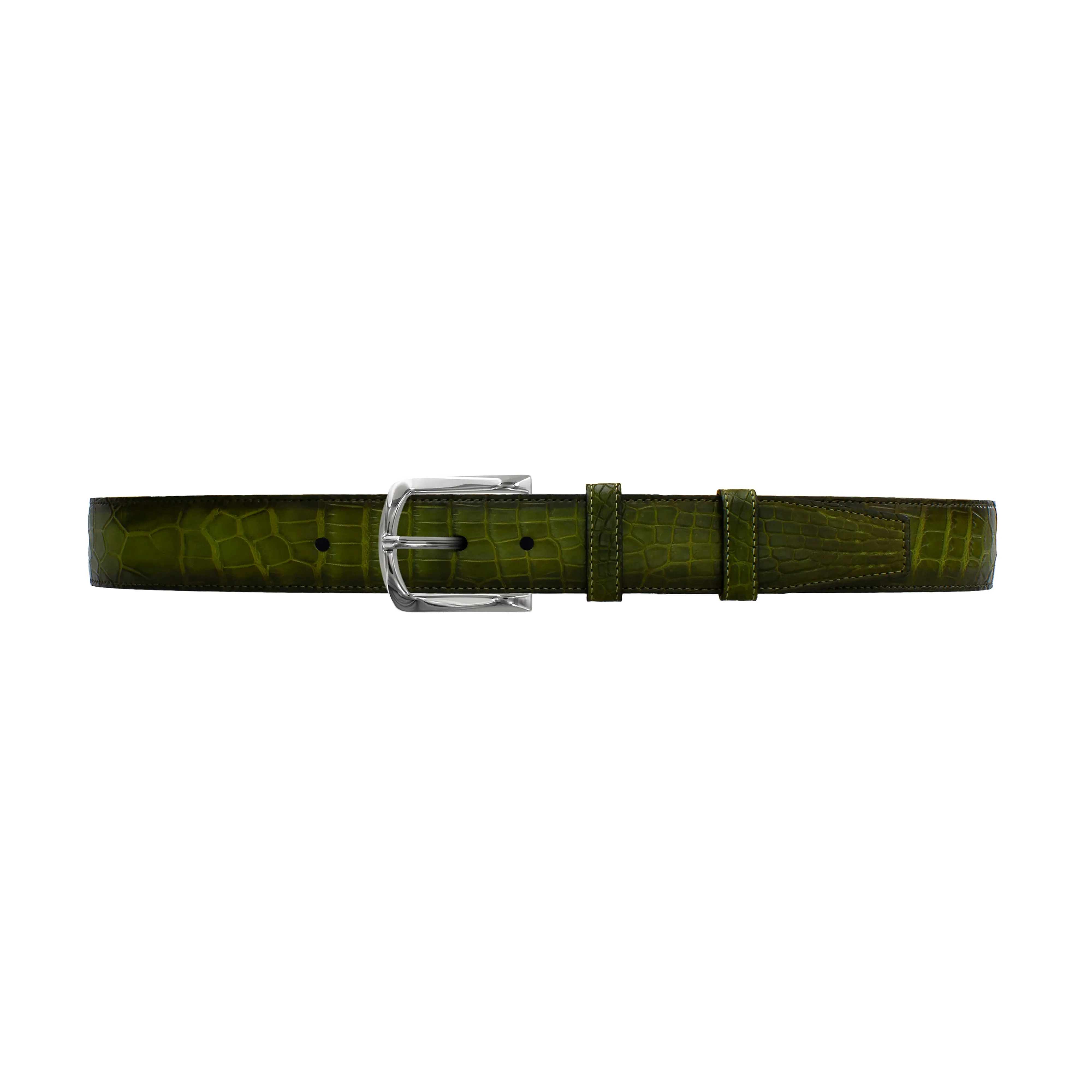 1 1/2" Pine Patina Belt with Sutton Dress Buckle in Polished Nickel