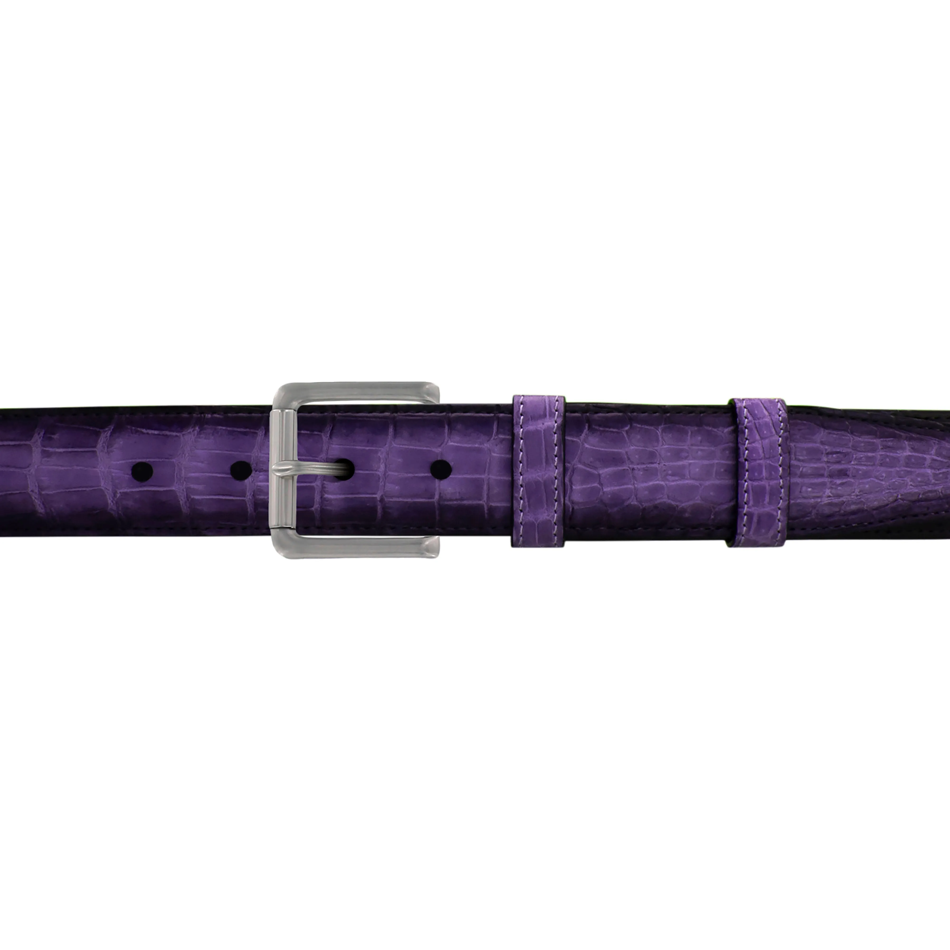 1 1/4" Eggplant Patina Belt with Austin Casual Buckle in Matt Nickel