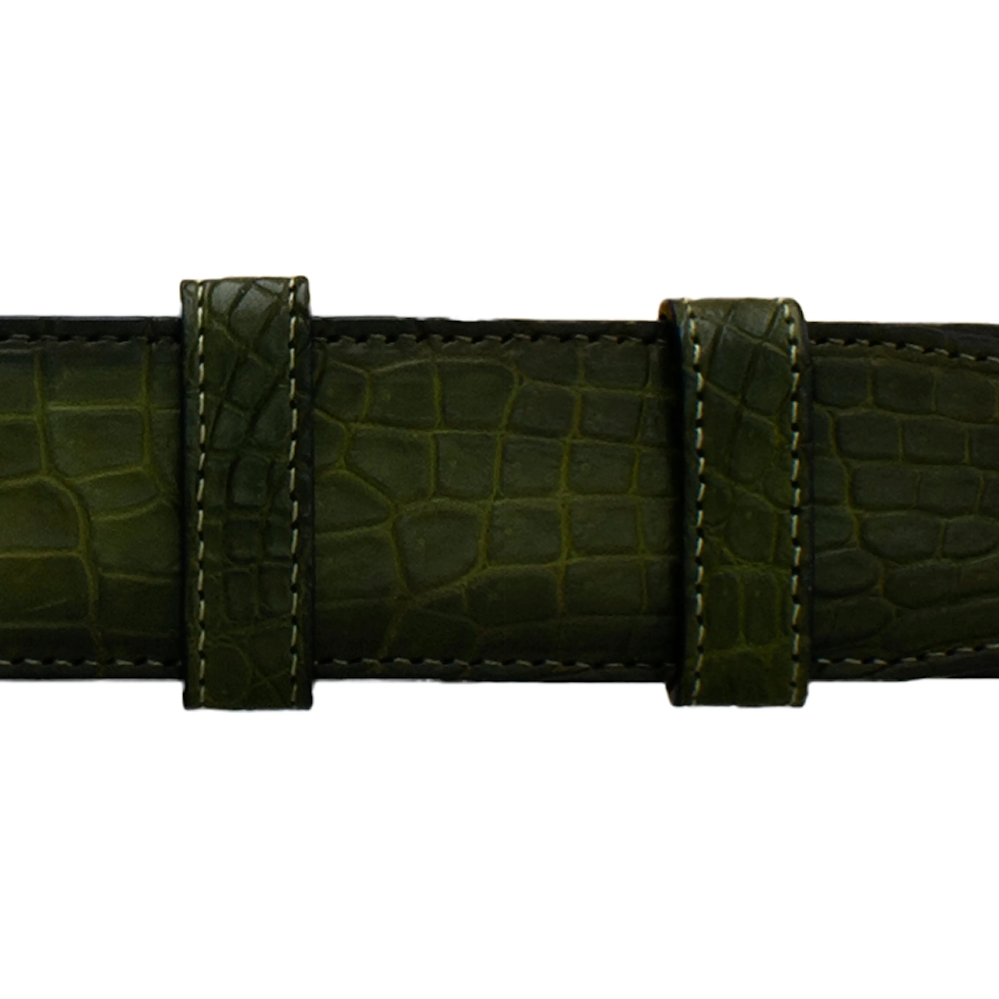 1 1/4" Olive Patina Belt with Oxford Cocktail Buckle in Matt Nickel