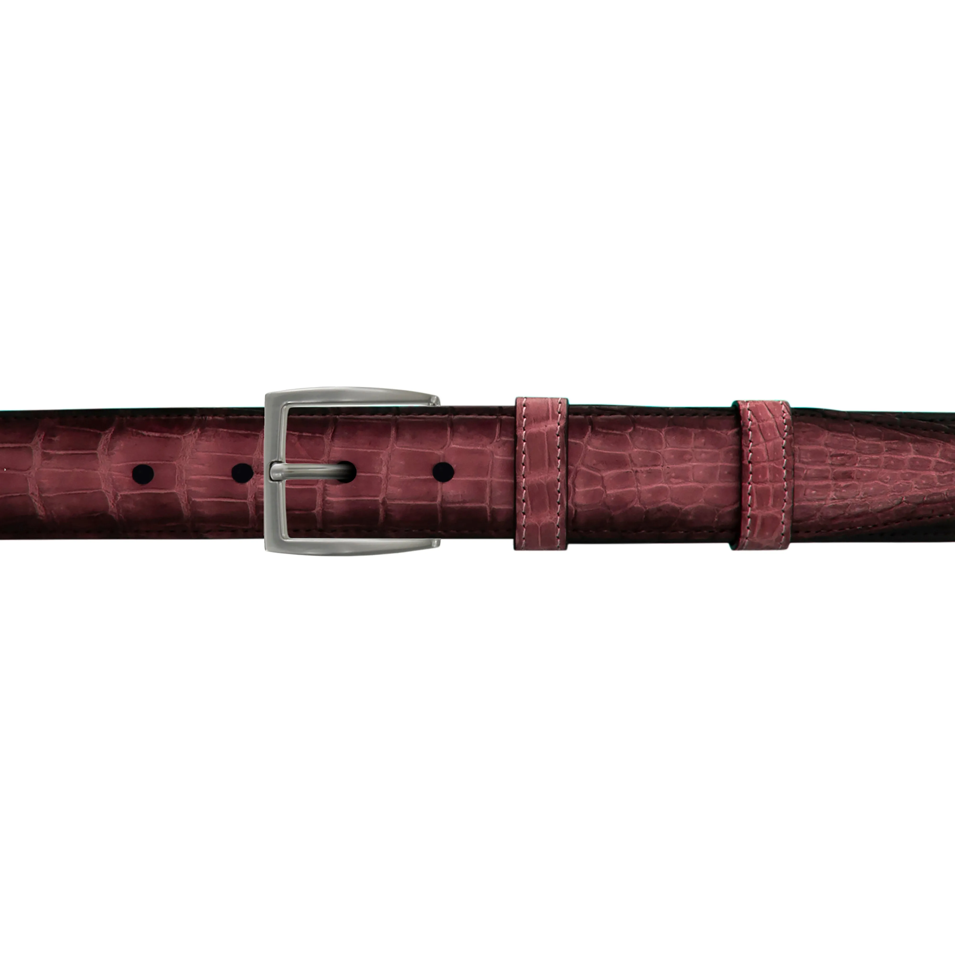 1 1/4" Rosewood Patina Belt with Winston Dress Buckle in Matt Nickel