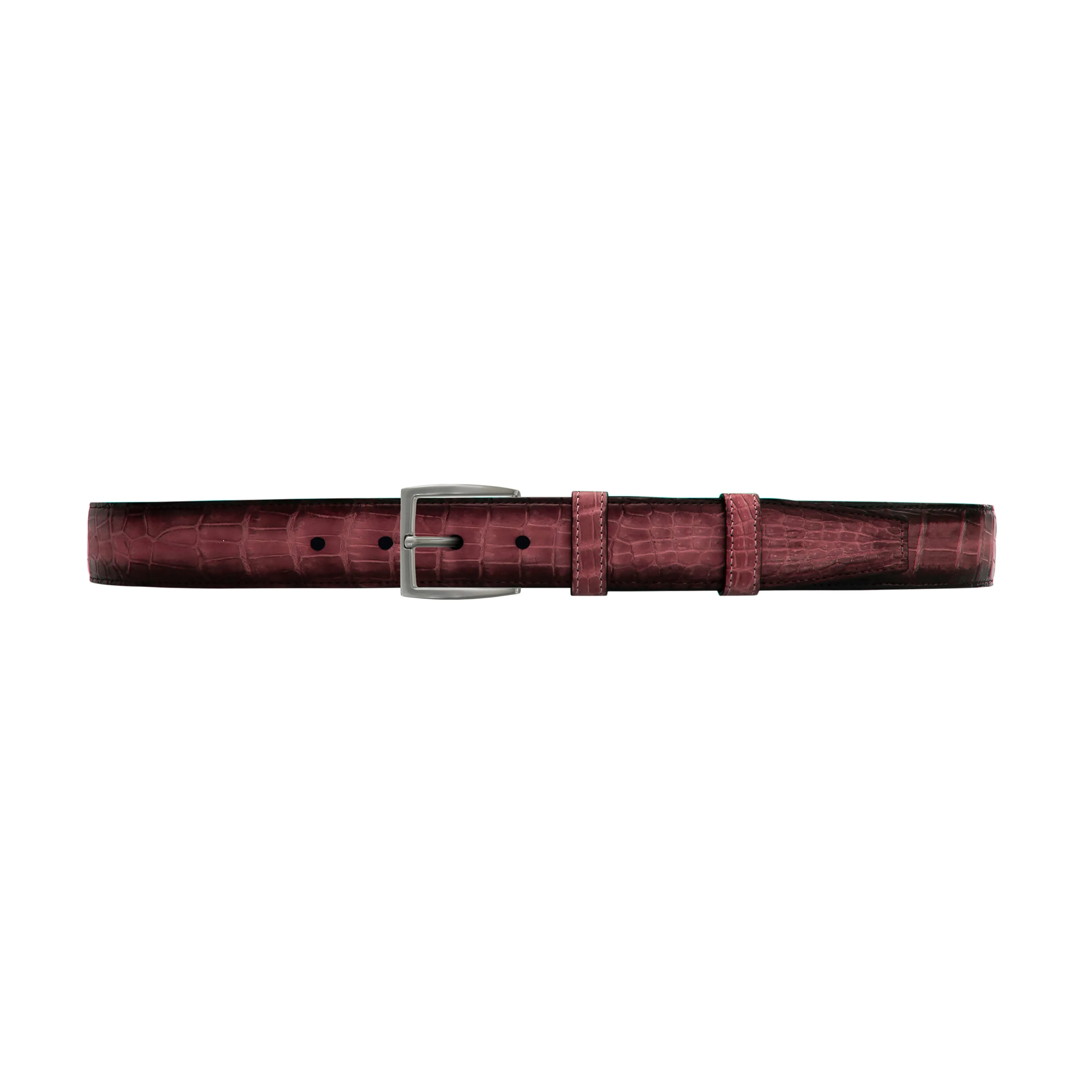 1 1/4" Rosewood Patina Belt with Winston Dress Buckle in Matt Nickel