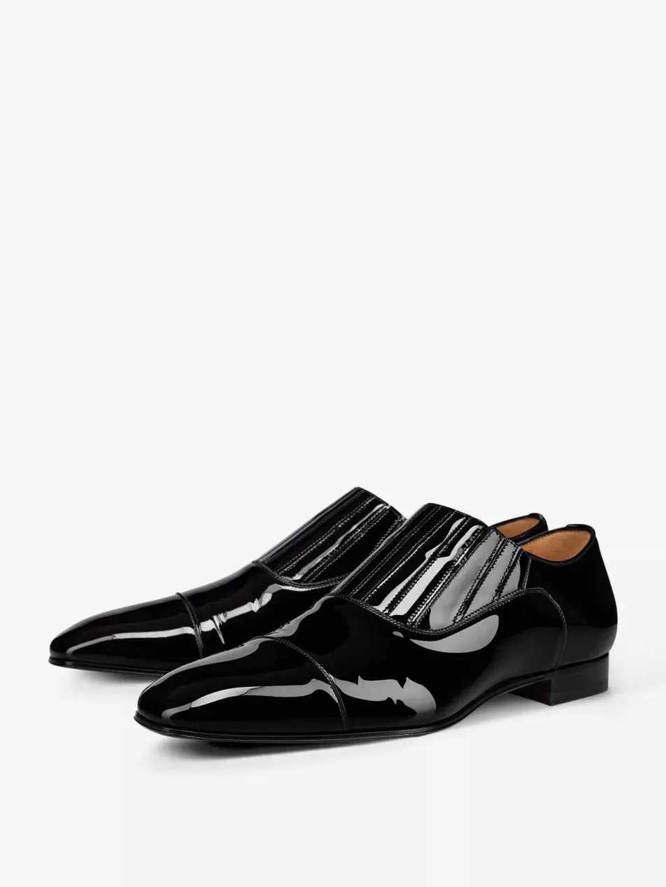 $1,050 CHRISTIAN LOUBOUTIN - *GREG ON* Black Patent Leather Loafers - 12.5 US (45.5)