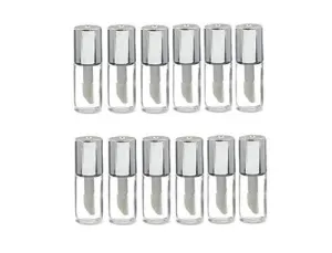 12Pcs 1.2Ml Mini Empty Refillable Clear Plastic Lip Gloss Tubes Cosmetic Makeup Sample Packing Storage Container Vial Pot(Silver)