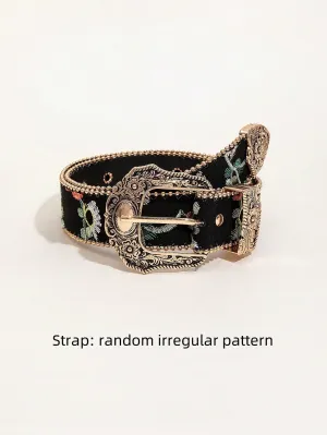 1pc Floral Pattern Buckle Belt