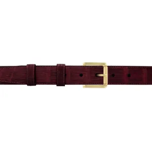 1" Burgundy Seasonal Belt with Austin Casual Buckle in Brass