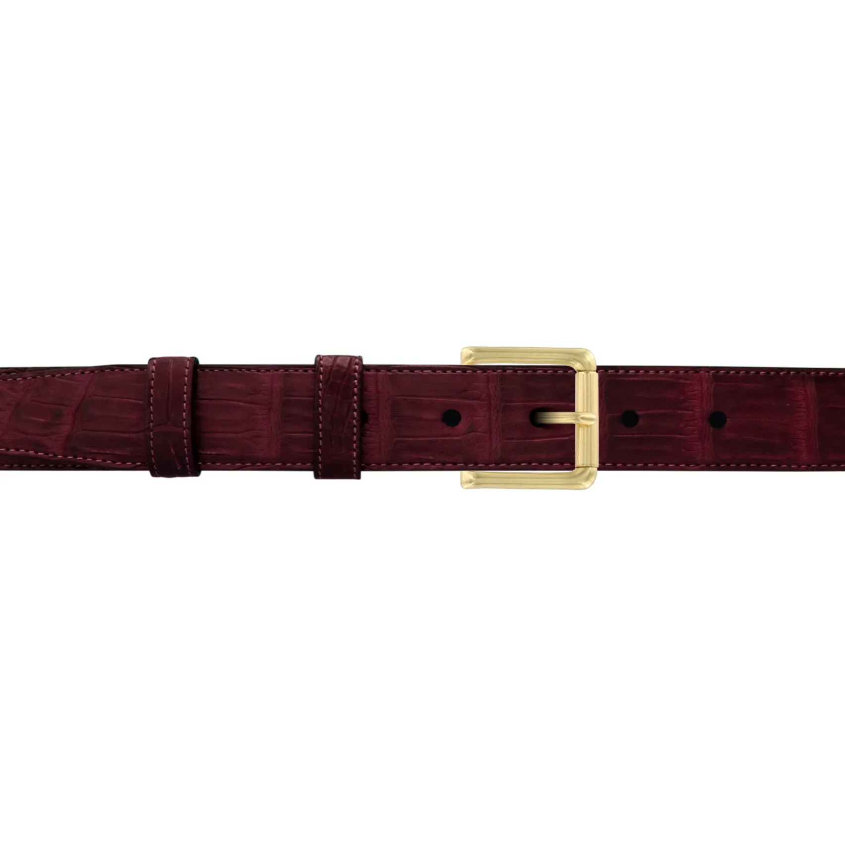 1" Burgundy Seasonal Belt with Austin Casual Buckle in Brass