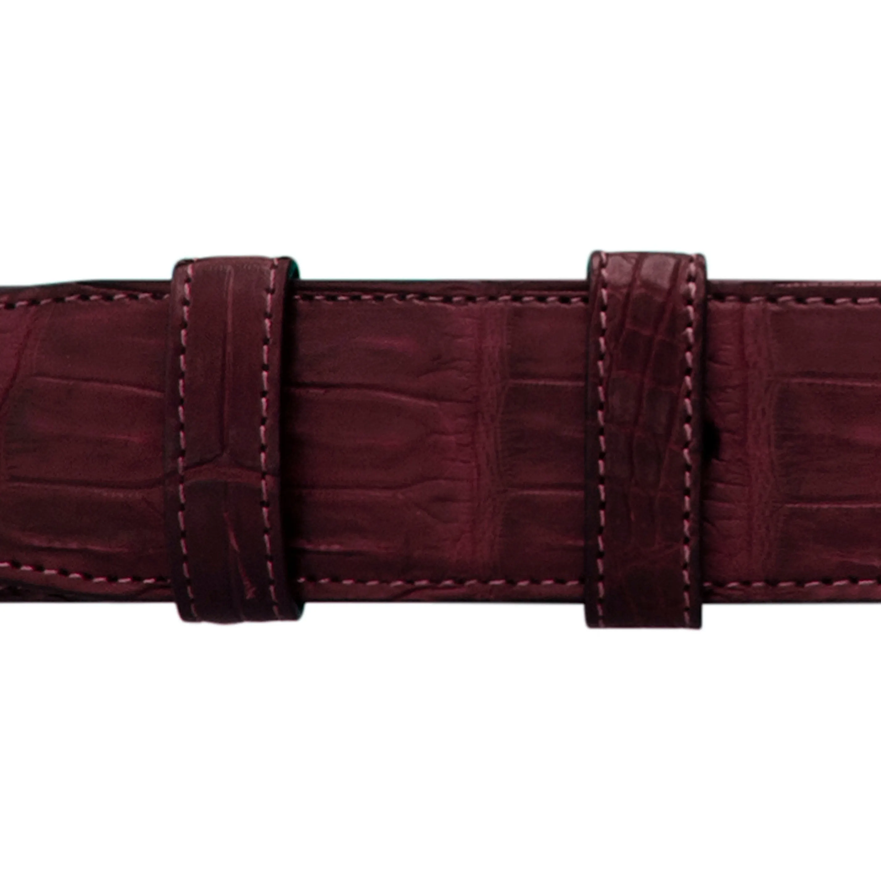 1" Burgundy Seasonal Belt with Austin Casual Buckle in Brass