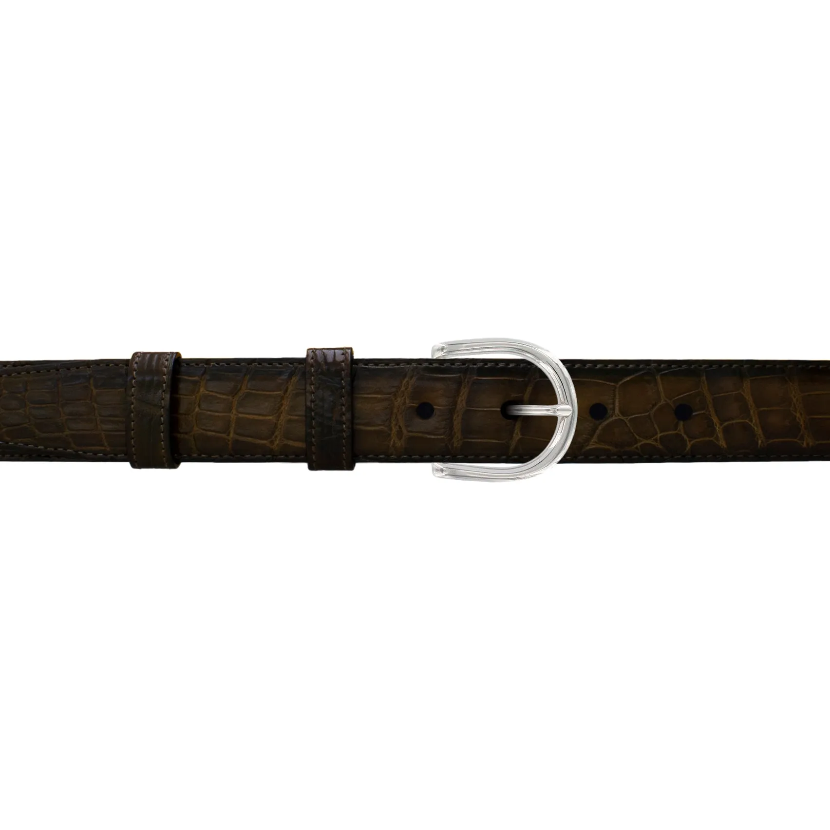 1" Walnut Patina Belt with Denver Casual Buckle in Polished Nickel