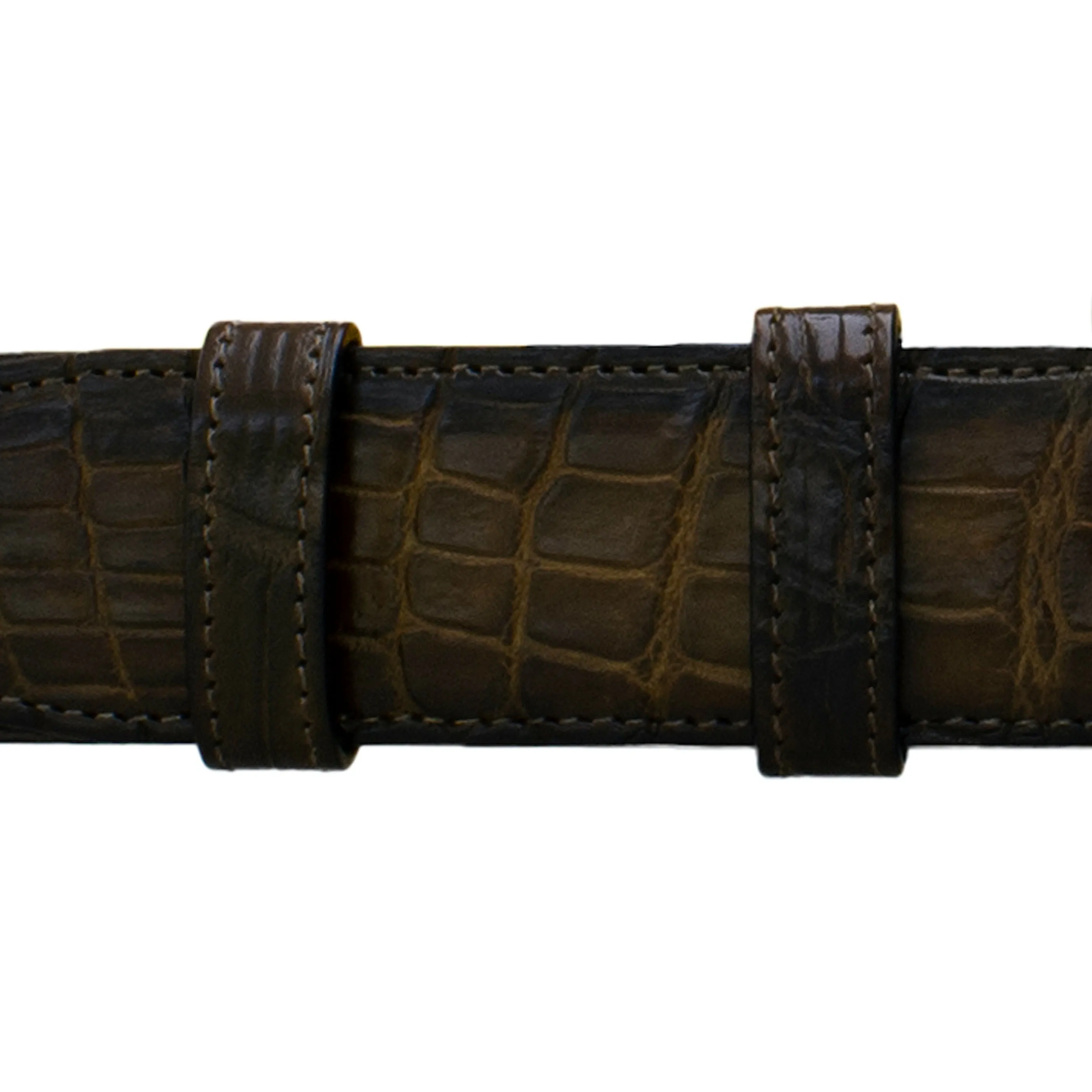 1" Walnut Patina Belt with Denver Casual Buckle in Polished Nickel