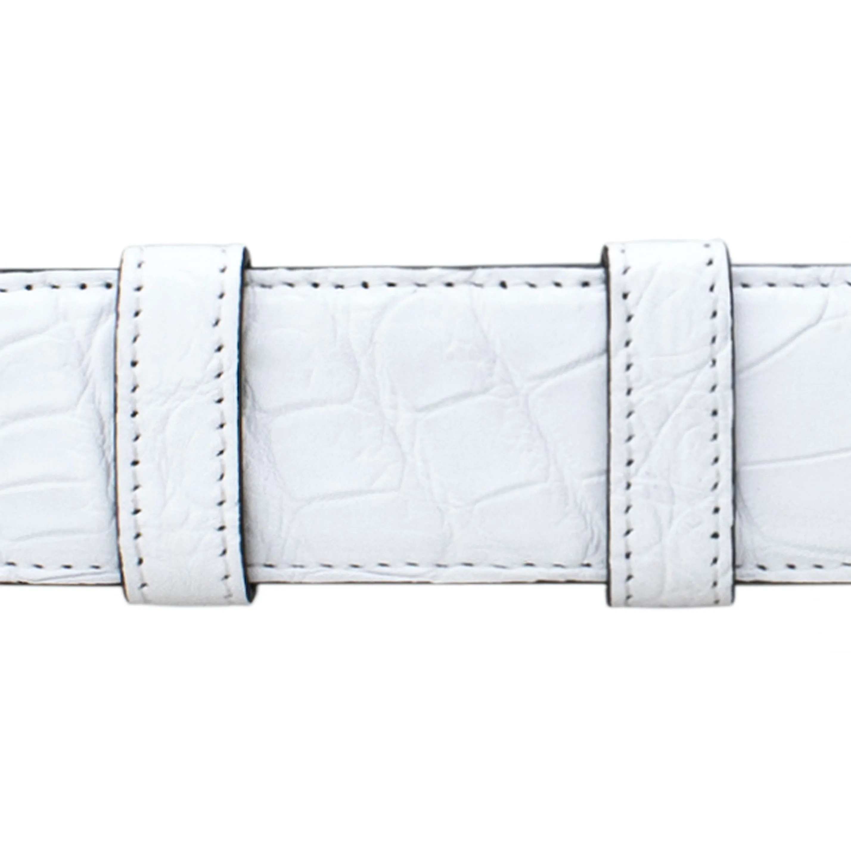 1" White Classic Belt with Crawford Casual Buckle in Matt Nickel