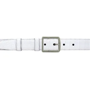 1" White Classic Belt with Crawford Casual Buckle in Matt Nickel