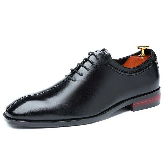 2020 Newest Men Dress Shoes Designer Business Office Lace-Up Loafers Casual Driving Shoes Men's Flat Party Leather Shoes 3 Color