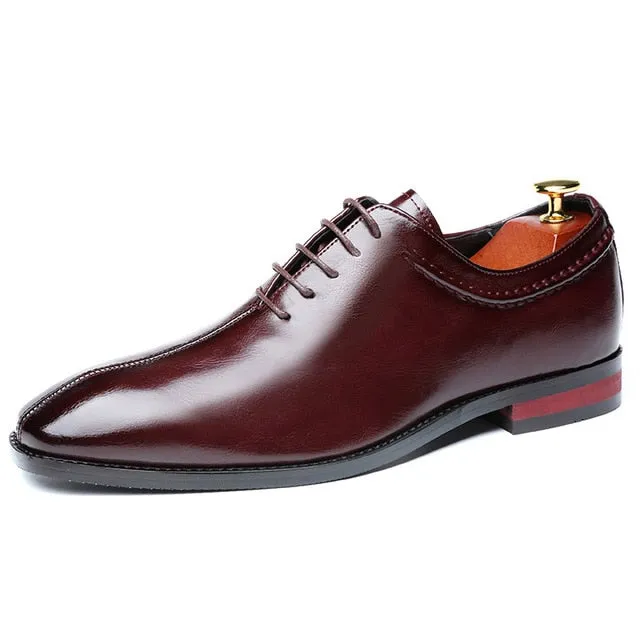 2020 Newest Men Dress Shoes Designer Business Office Lace-Up Loafers Casual Driving Shoes Men's Flat Party Leather Shoes 3 Color