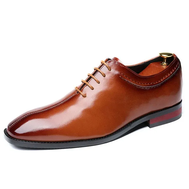 2020 Newest Men Dress Shoes Designer Business Office Lace-Up Loafers Casual Driving Shoes Men's Flat Party Leather Shoes 3 Color