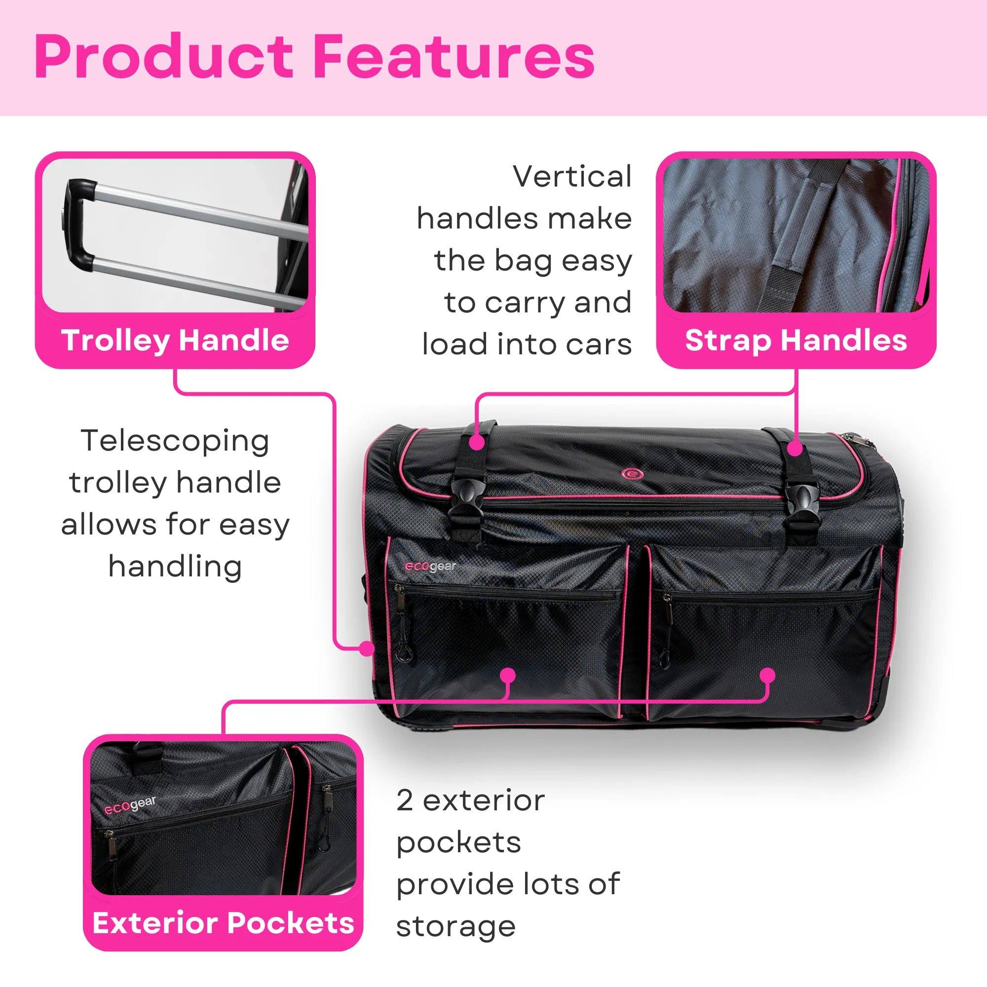 28in Wheeled Duffel with Garment Rack - Pink