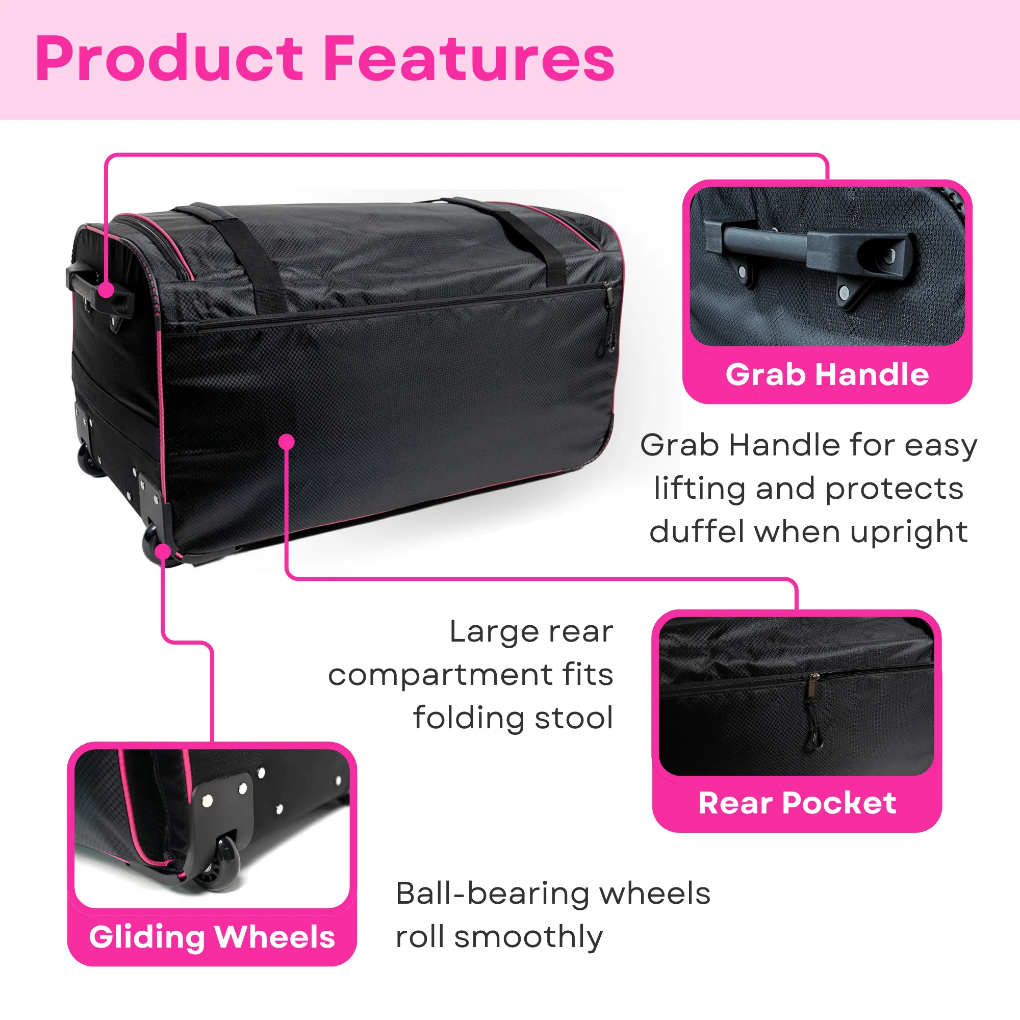 28in Wheeled Duffel with Garment Rack - Pink