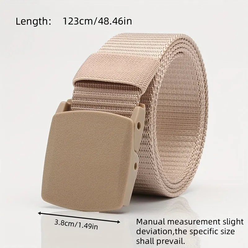 4pcs Adjustable Men's Nylon Belts Navy Brown Beige Tan for Hiking Camping