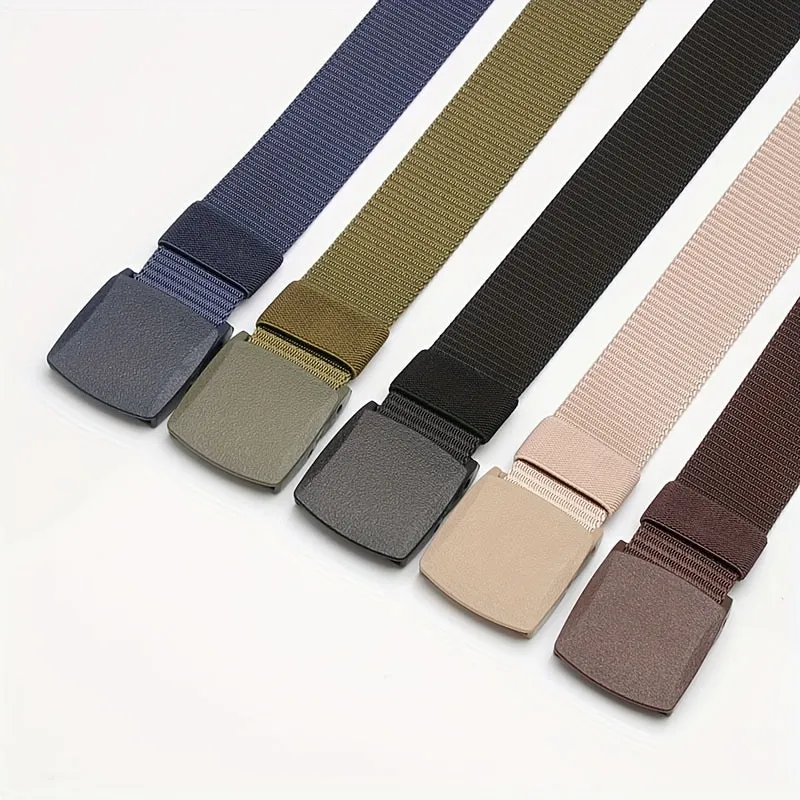 4pcs Adjustable Men's Nylon Belts Navy Brown Beige Tan for Hiking Camping