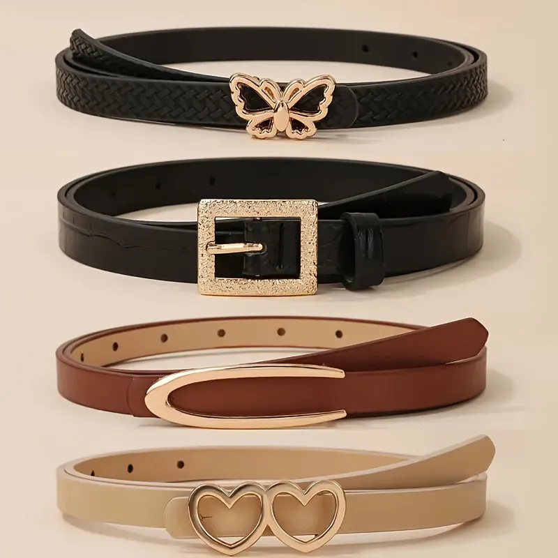 5 Pack Women's Belts Casual Sweet Style Jeans Bow Detail