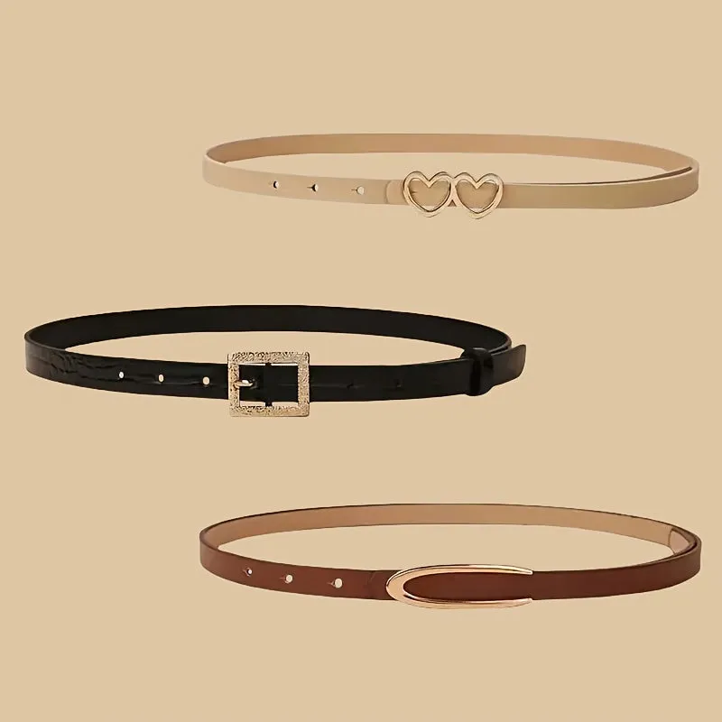 5 Pack Women's Belts Casual Sweet Style Jeans Bow Detail