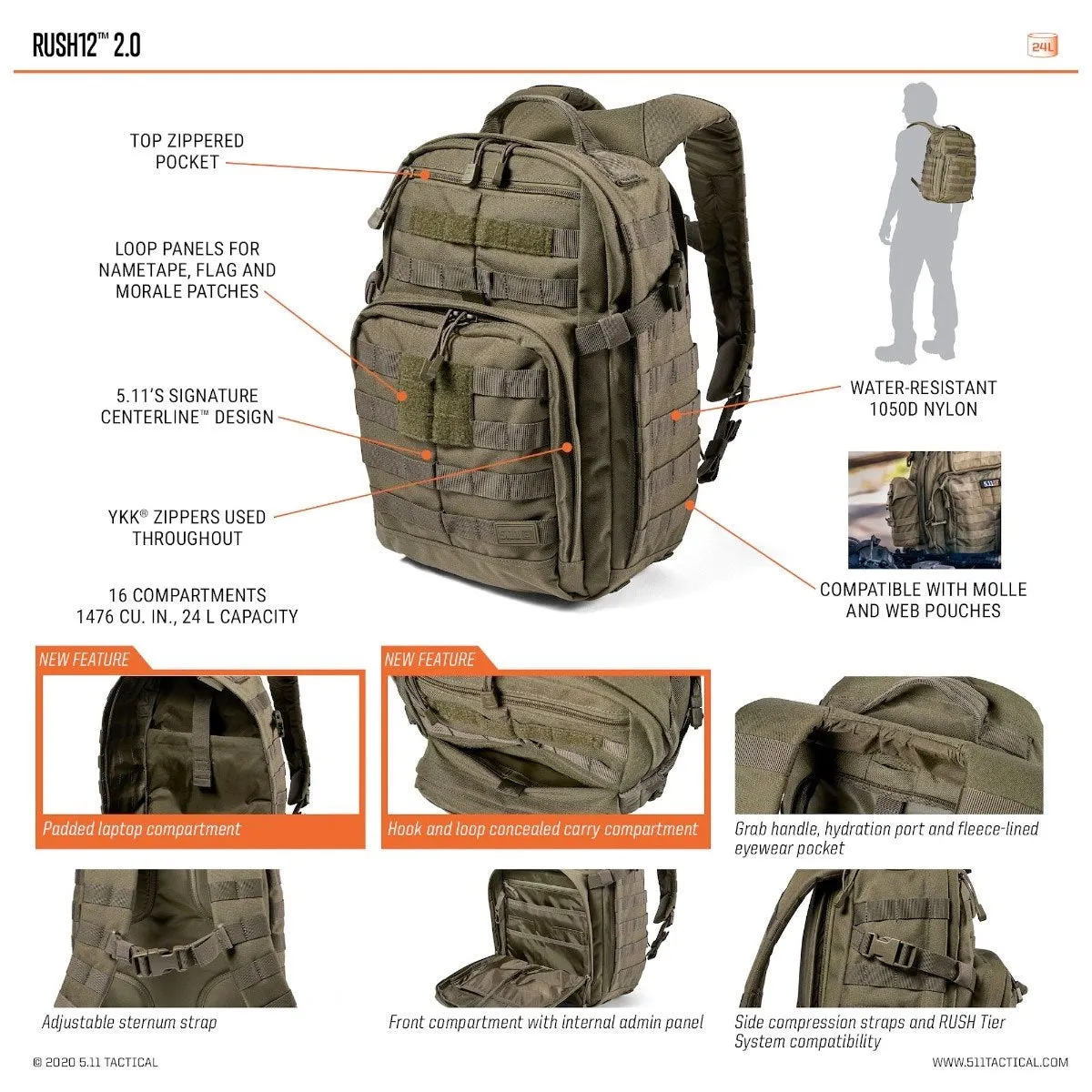 5.11 Tactical Rush 12 Backpack 2.0 Multicam