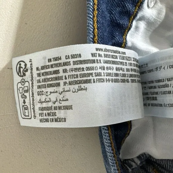 Abercrombie &amp; Fitch Jeans Sz‎ 28x31 90's Straight Ultra High Rise Mom Dark Denim