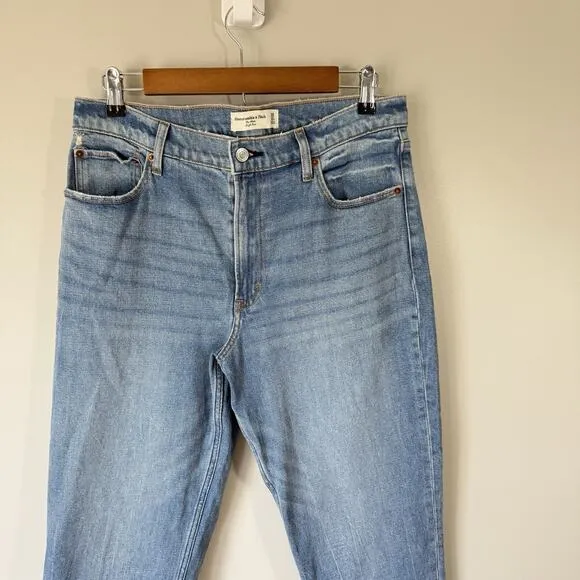 Abercrombie &amp; Fitch Women The Mom High Rise Medium Wash Jeans Blue Sz 30/10s NEW