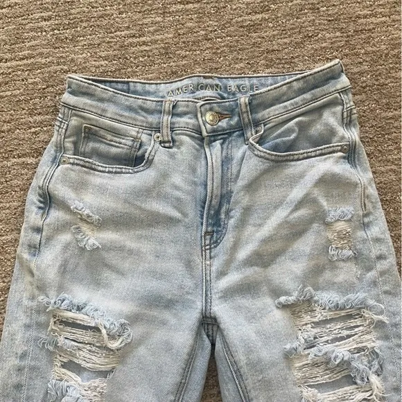AEO Destroyed Stretch Mom Jeans