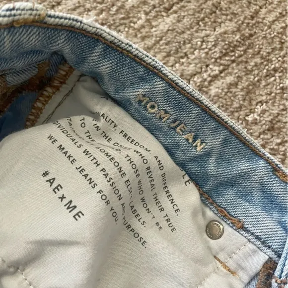 AEO Destroyed Stretch Mom Jeans