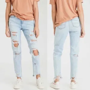 AEO Destroyed Stretch Mom Jeans