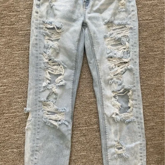 AEO Destroyed Stretch Mom Jeans