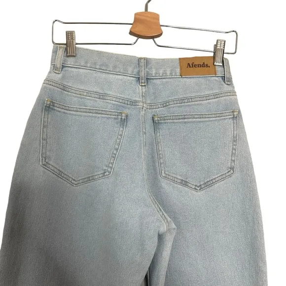 Afends. Blondie's Vintage Slim Fit High Waist Light Wash Denim Blue Jeans