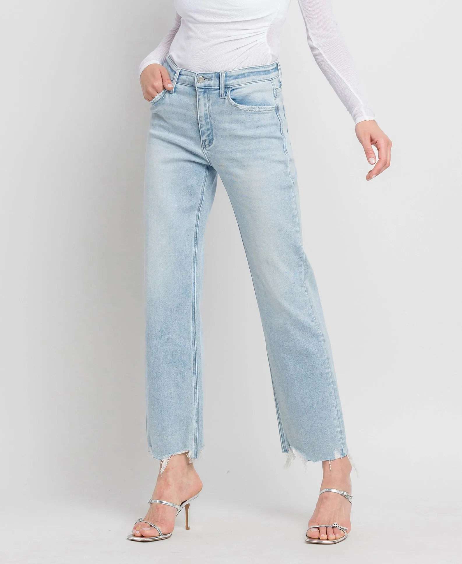 Aileeah High Rise Slim Wide Jean - Vervet