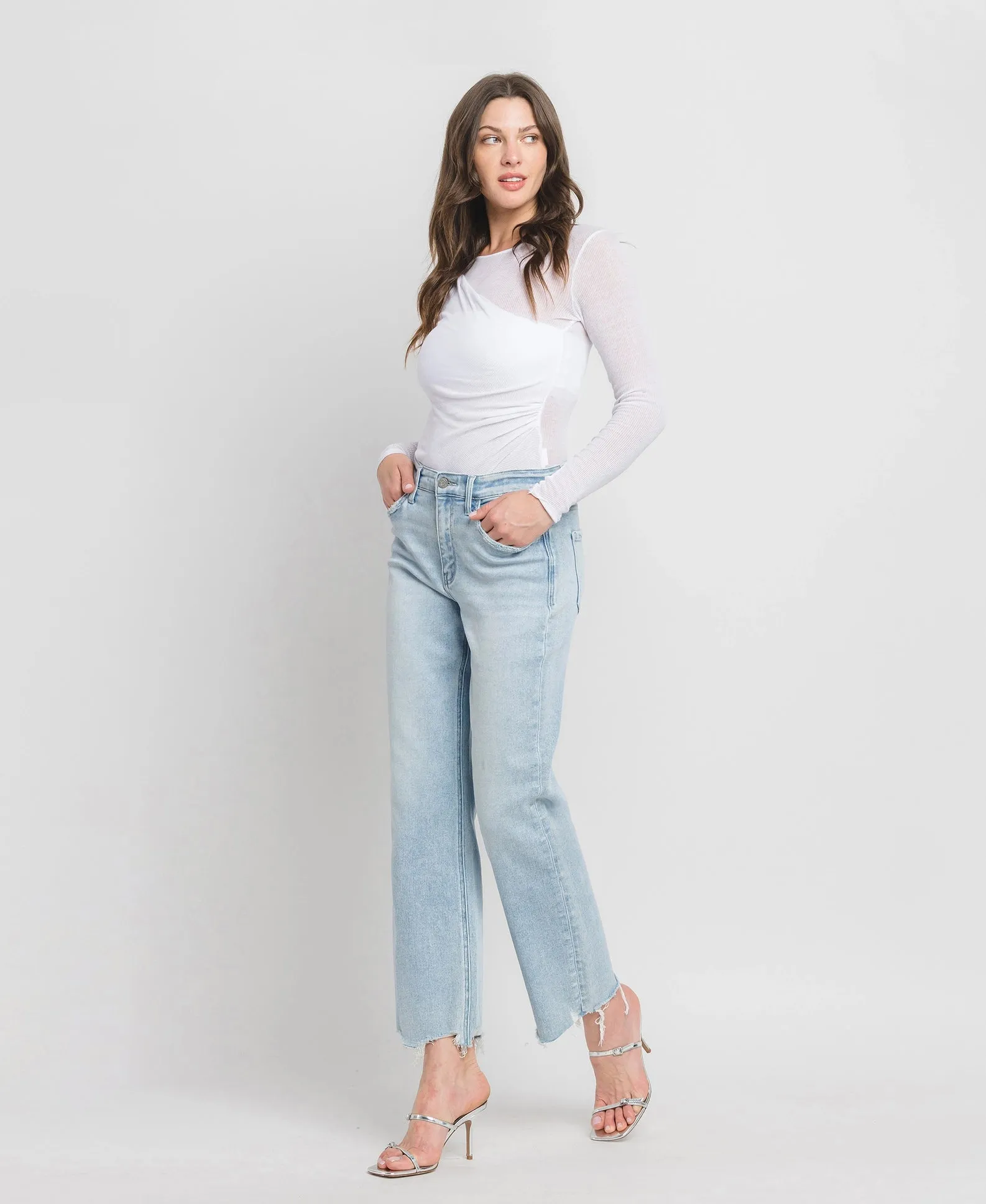 Aileeah High Rise Slim Wide Jean - Vervet