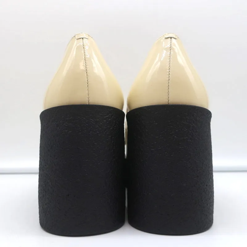 Akaada Platform Penny Loafers Yoko Ivory Patent Leather Size 36 NEW