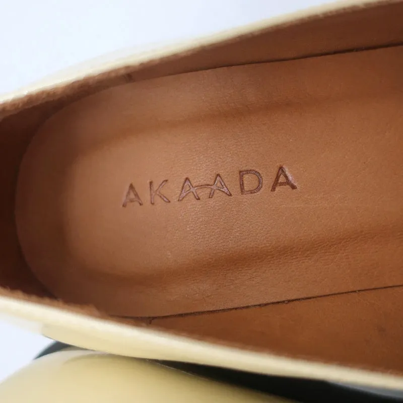 Akaada Platform Penny Loafers Yoko Ivory Patent Leather Size 36 NEW