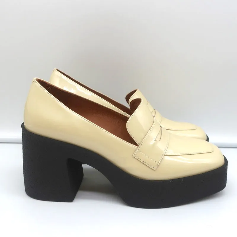 Akaada Platform Penny Loafers Yoko Ivory Patent Leather Size 36 NEW