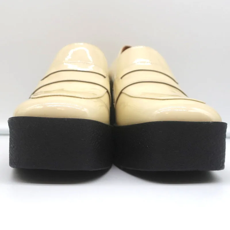 Akaada Platform Penny Loafers Yoko Ivory Patent Leather Size 36 NEW