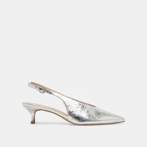 ALENNA HEELS SILVER DISTRESSED LEATHER