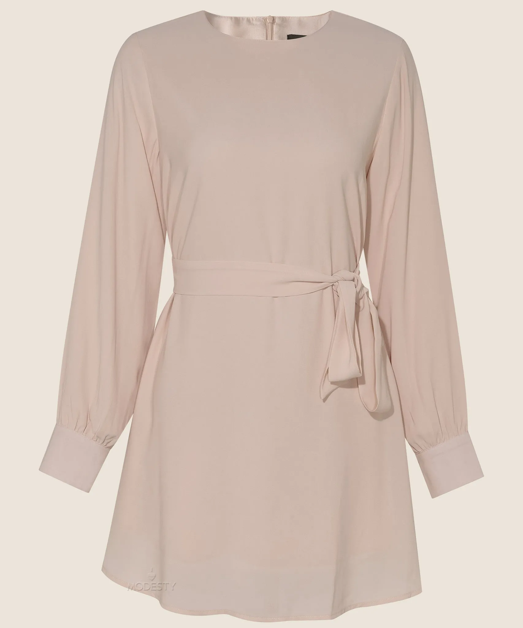 Almond Long Sleeve Draped Blouse