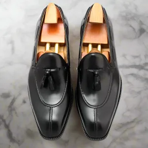 Ambassador" Black Genuine Leather Tassel Loafers