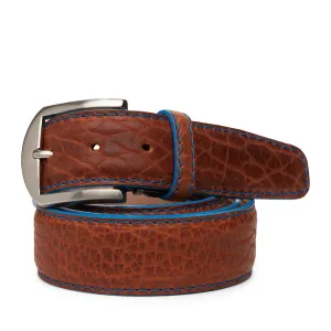 American Bison Custom Belt in Cognac w/ Denim Edge