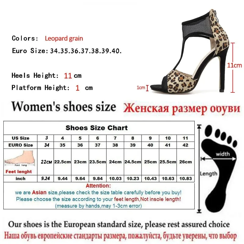 Animal Print Gladiator Peep Toe Sandals Pumps