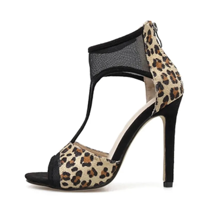 Animal Print Gladiator Peep Toe Sandals Pumps