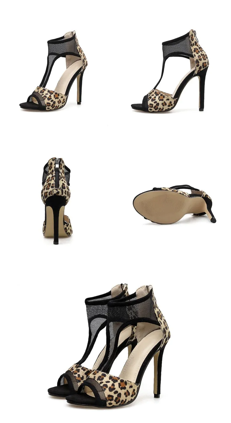 Animal Print Gladiator Peep Toe Sandals Pumps