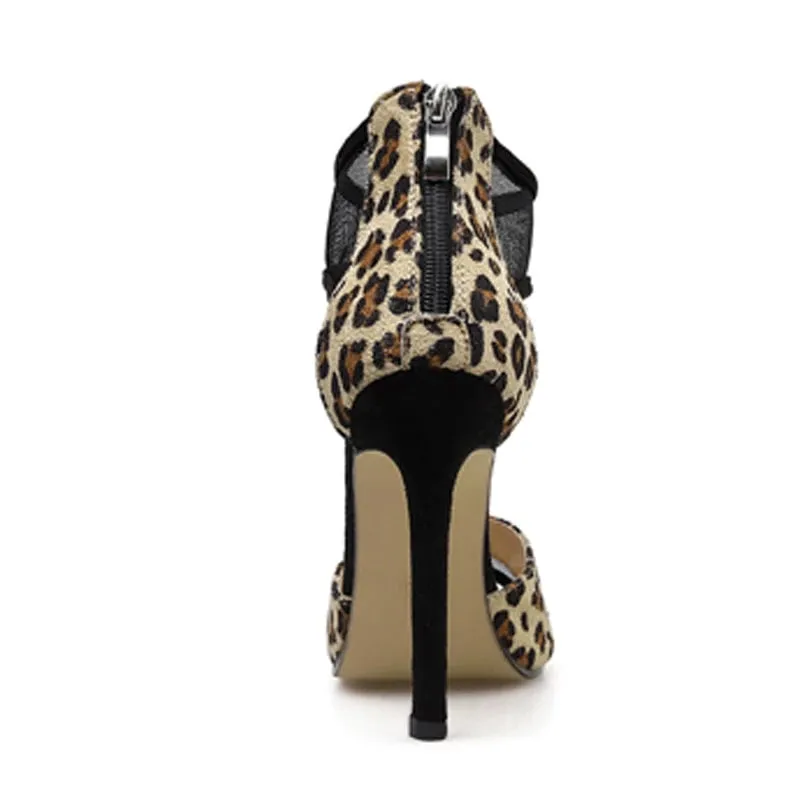 Animal Print Gladiator Peep Toe Sandals Pumps